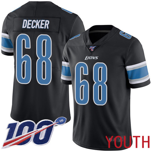 Detroit Lions Limited Black Youth Taylor Decker Jersey NFL Football #68 100th Season Rush Vapor Untouchable